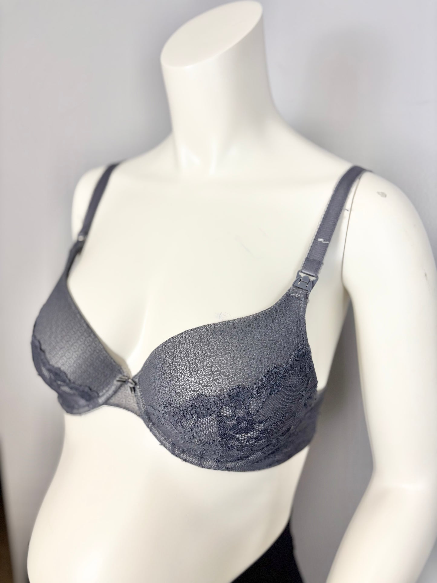 Size 34C/M/L - Thyme Smoke Grey Lace Bra