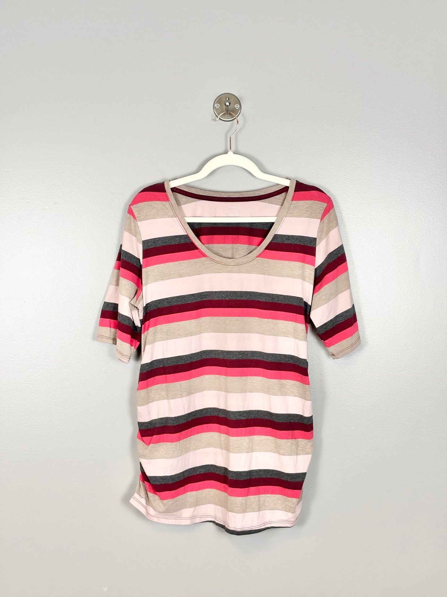 XL - Motherhood Pink Striped 3/4 Sleeve Top