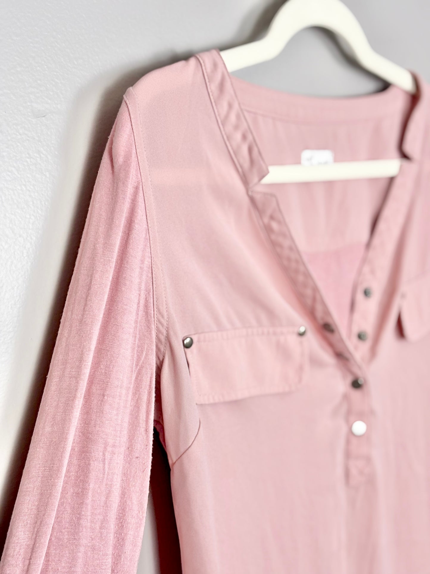 S - Thyme Pink Long Sleeve Nursing-Friendly Shirt