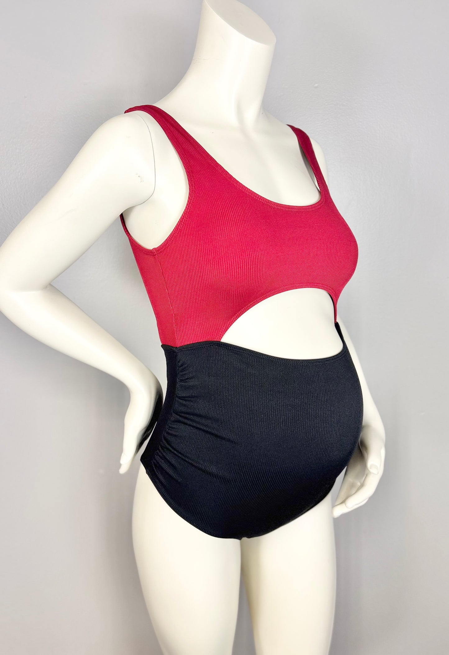 XS - Black & Red Peekaboo Bathing Suit