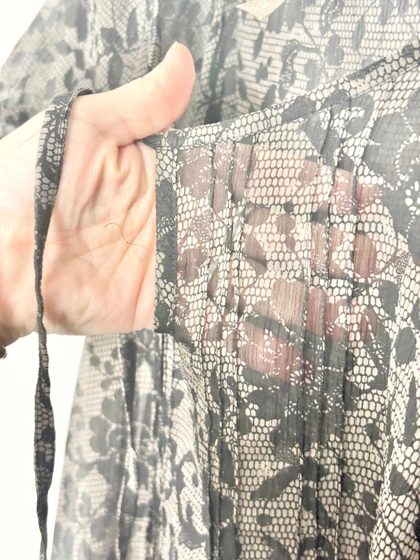 M - Thyme Sheer Floral Blouse