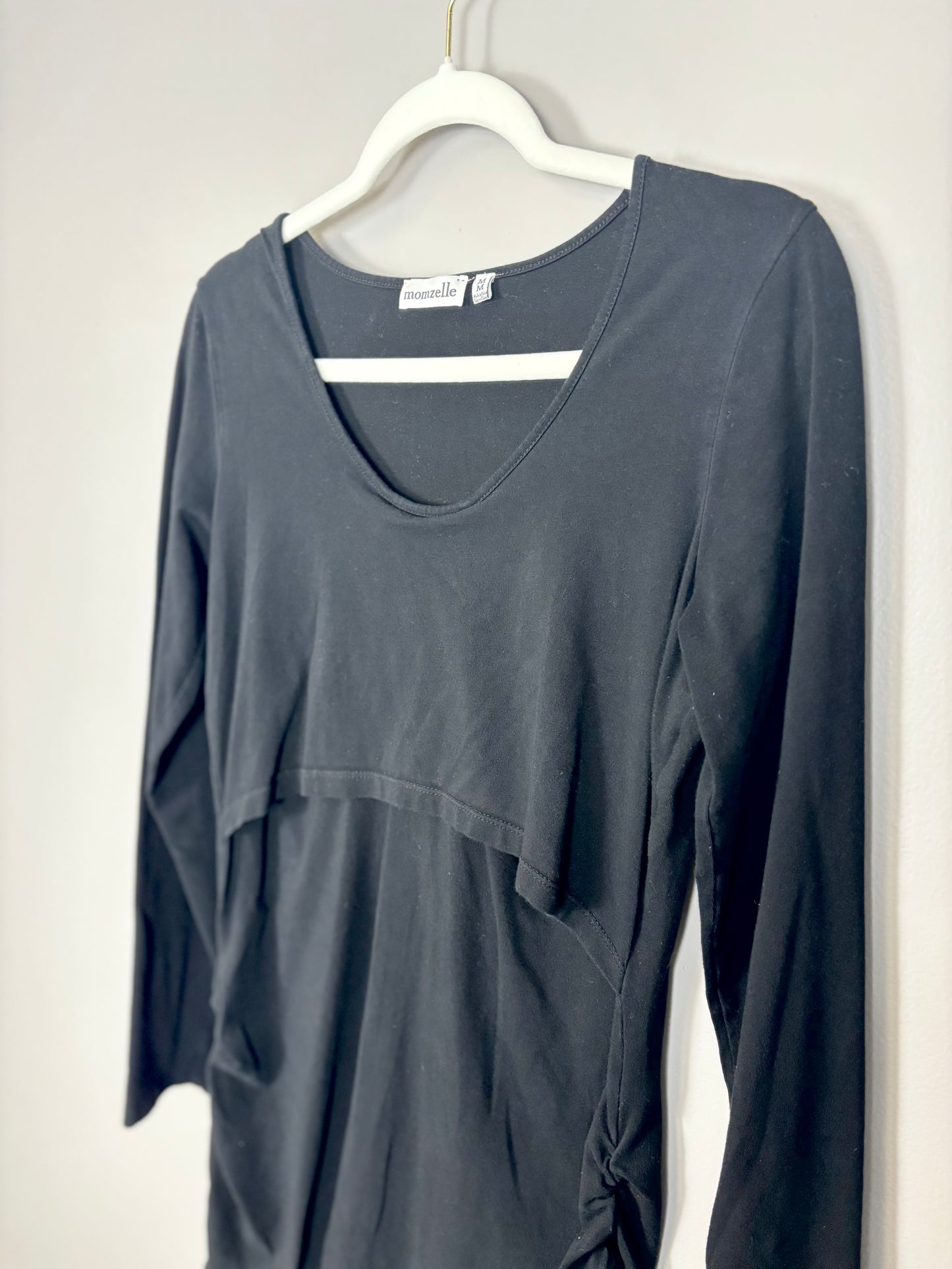 M - Momzelle Black Long Sleeve Nursing Shirt
