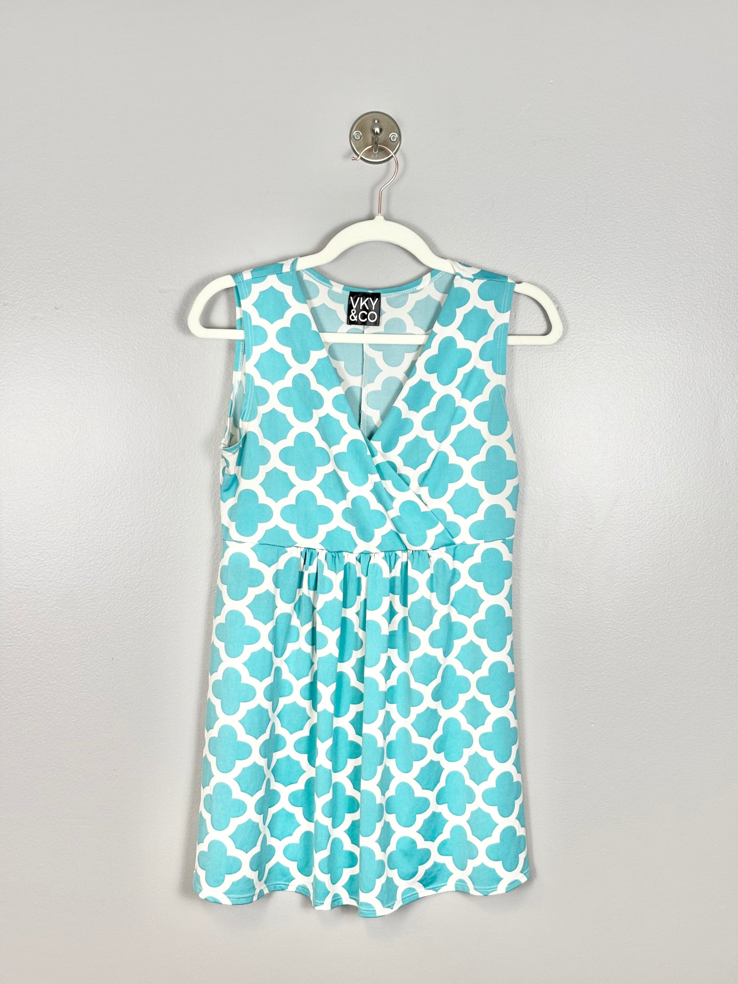 M/L - VKY & CO Teal Moroccan-Print Sleeveless Blouse