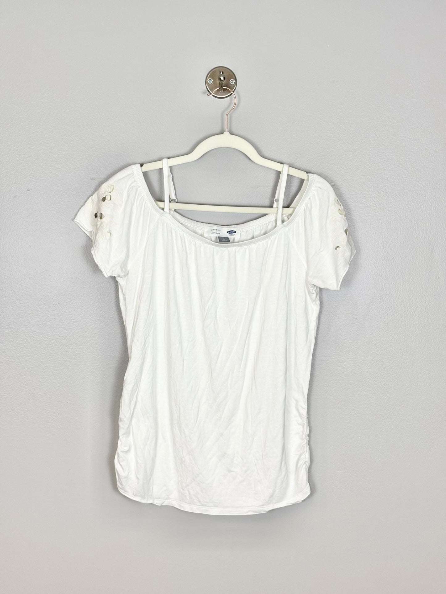 L - Old Navy White Cutout Tee