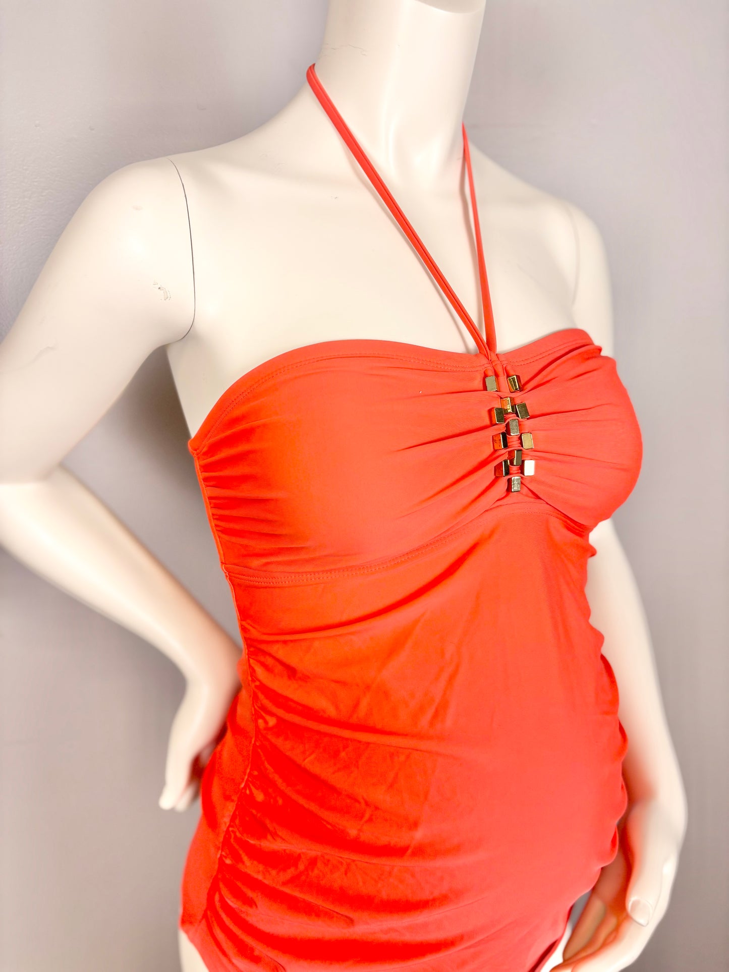 S - Liz Lange Coral Halter Swim Top