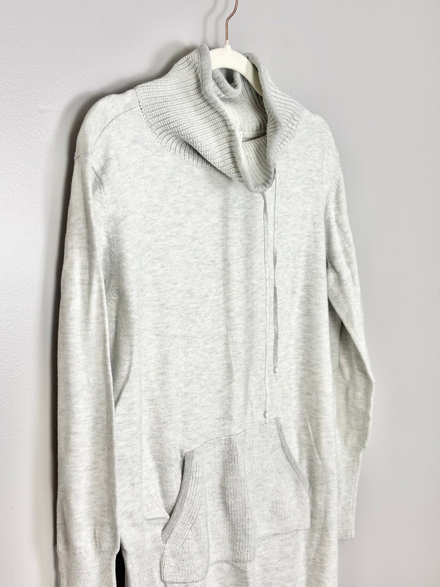XL - Thyme Grey Cowl Neck Kangaroo Sweater