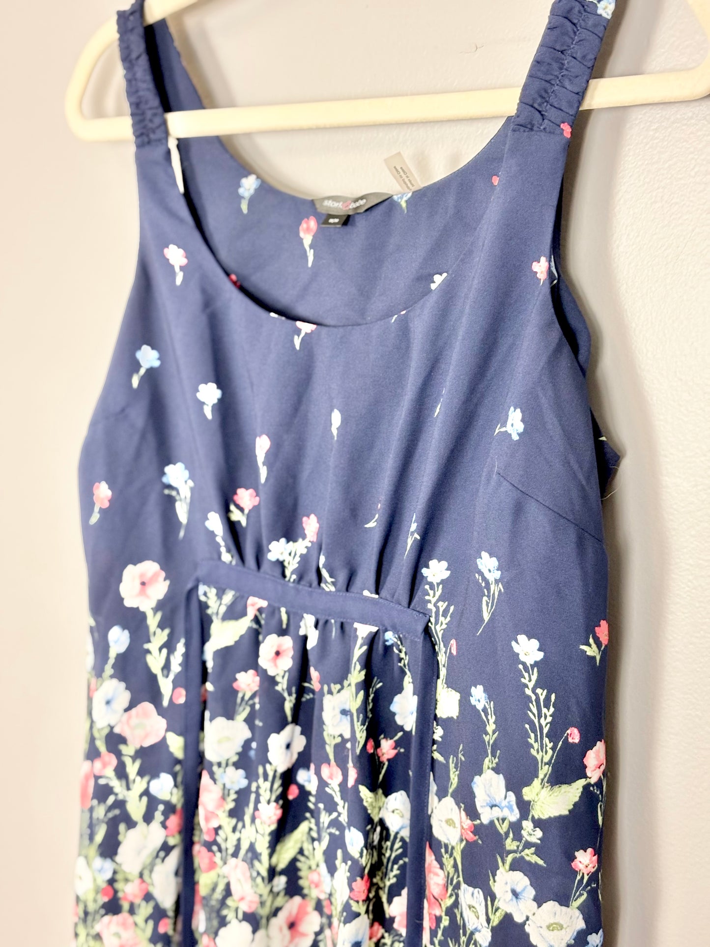 M - Stork & Babe Navy Fade to Florals Blouse