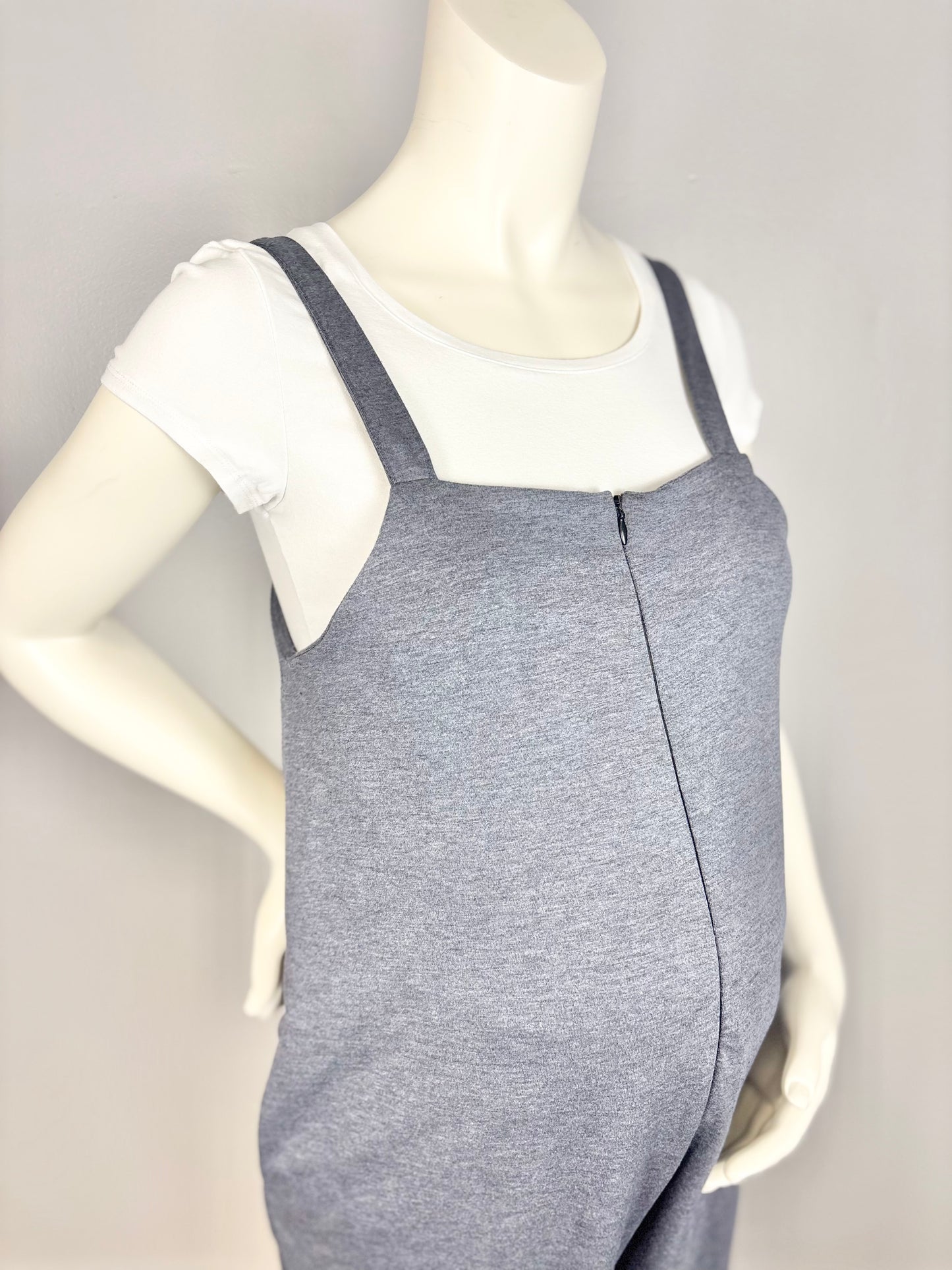 S - HelloMiz Zipper-Front Smoke Blue Romper