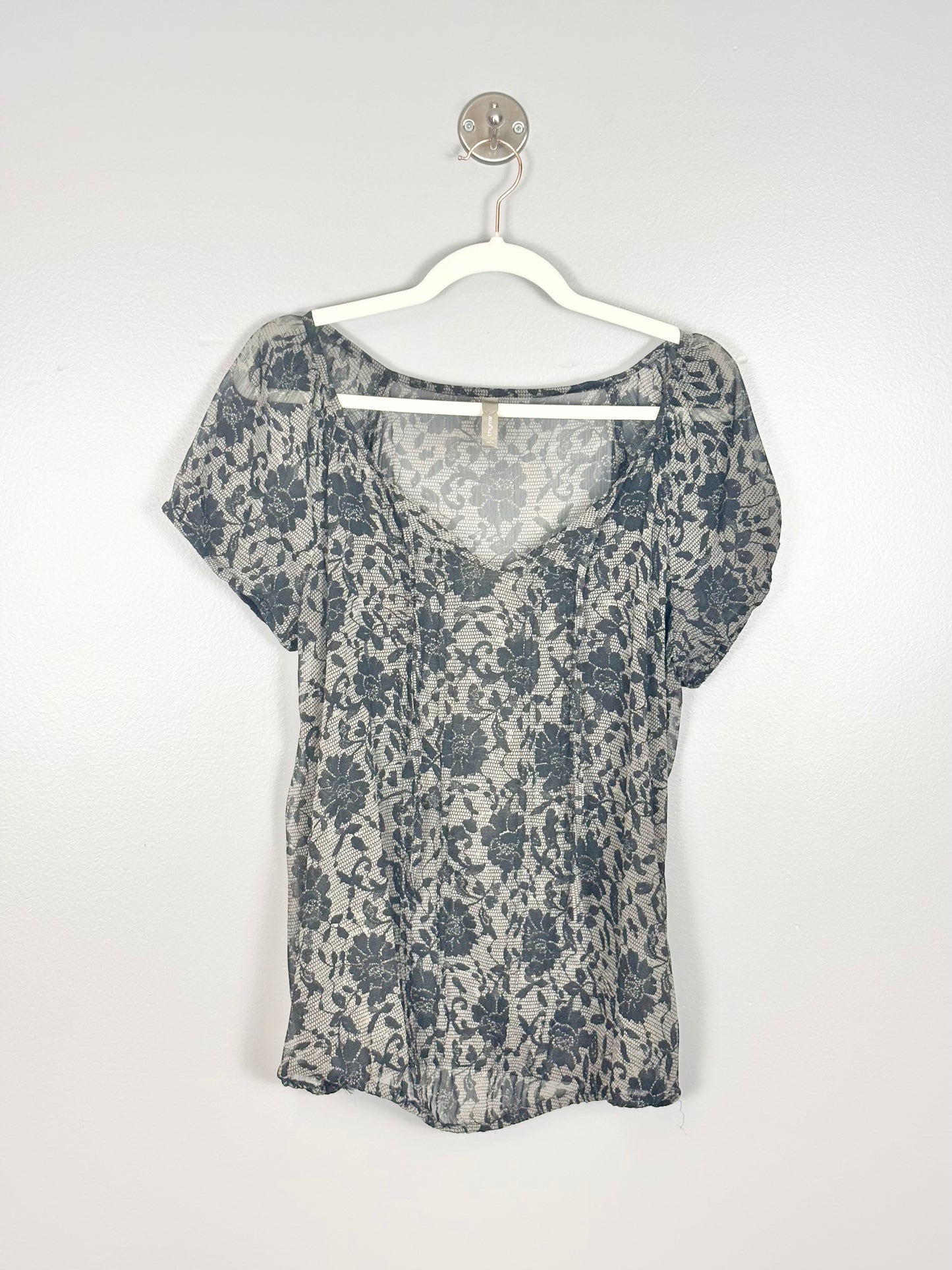 M - Thyme Sheer Floral Blouse