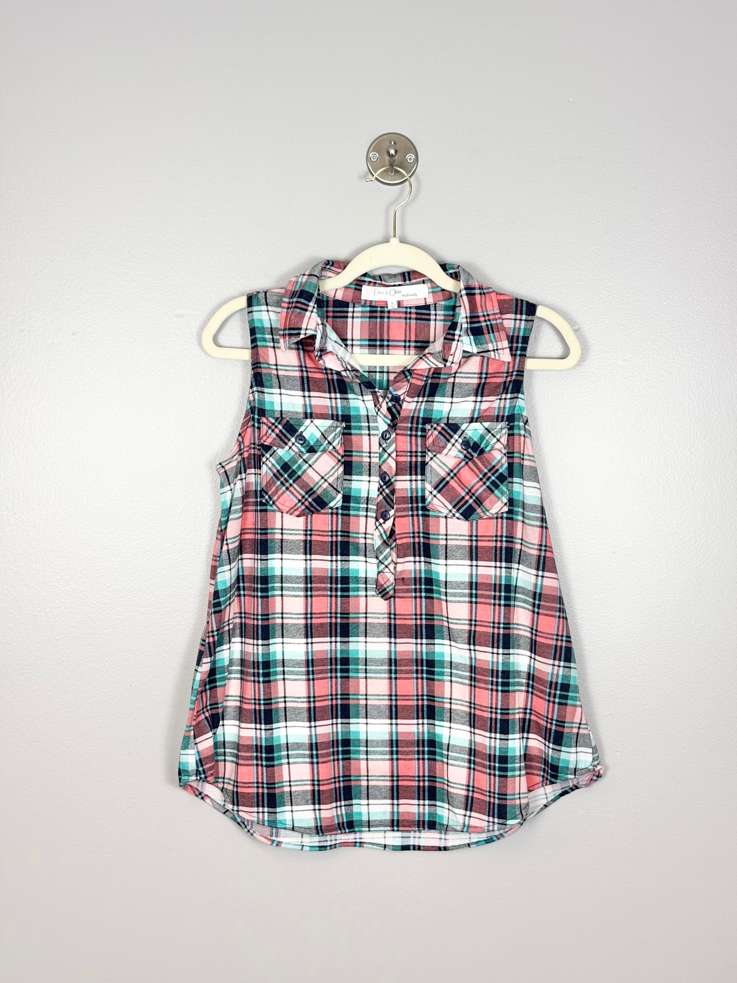 S - Eden & Olivia Pink Plaid Sleeveless Top