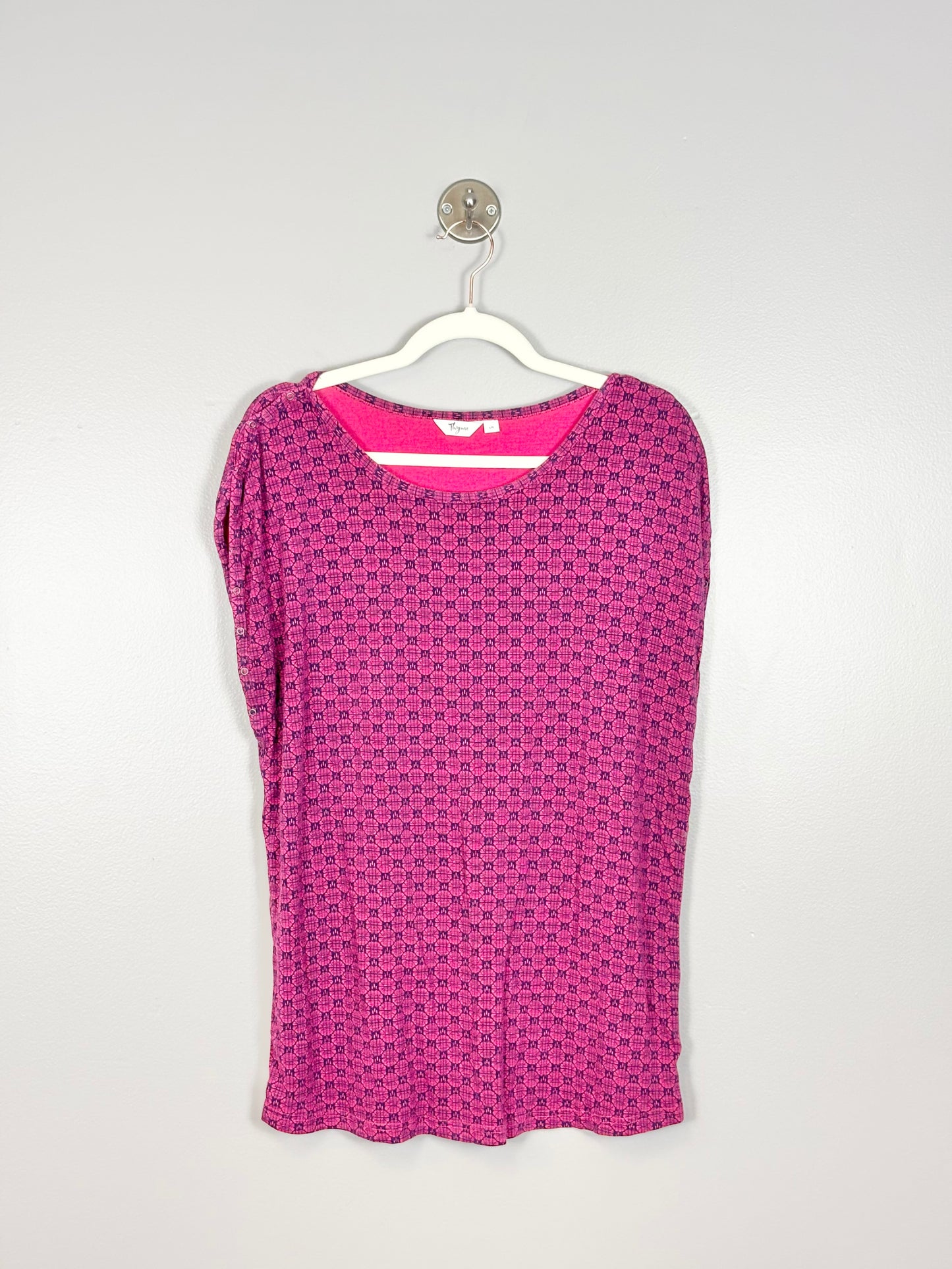 L - Thyme Fuschia Snap-Shoulder Nursing Tee