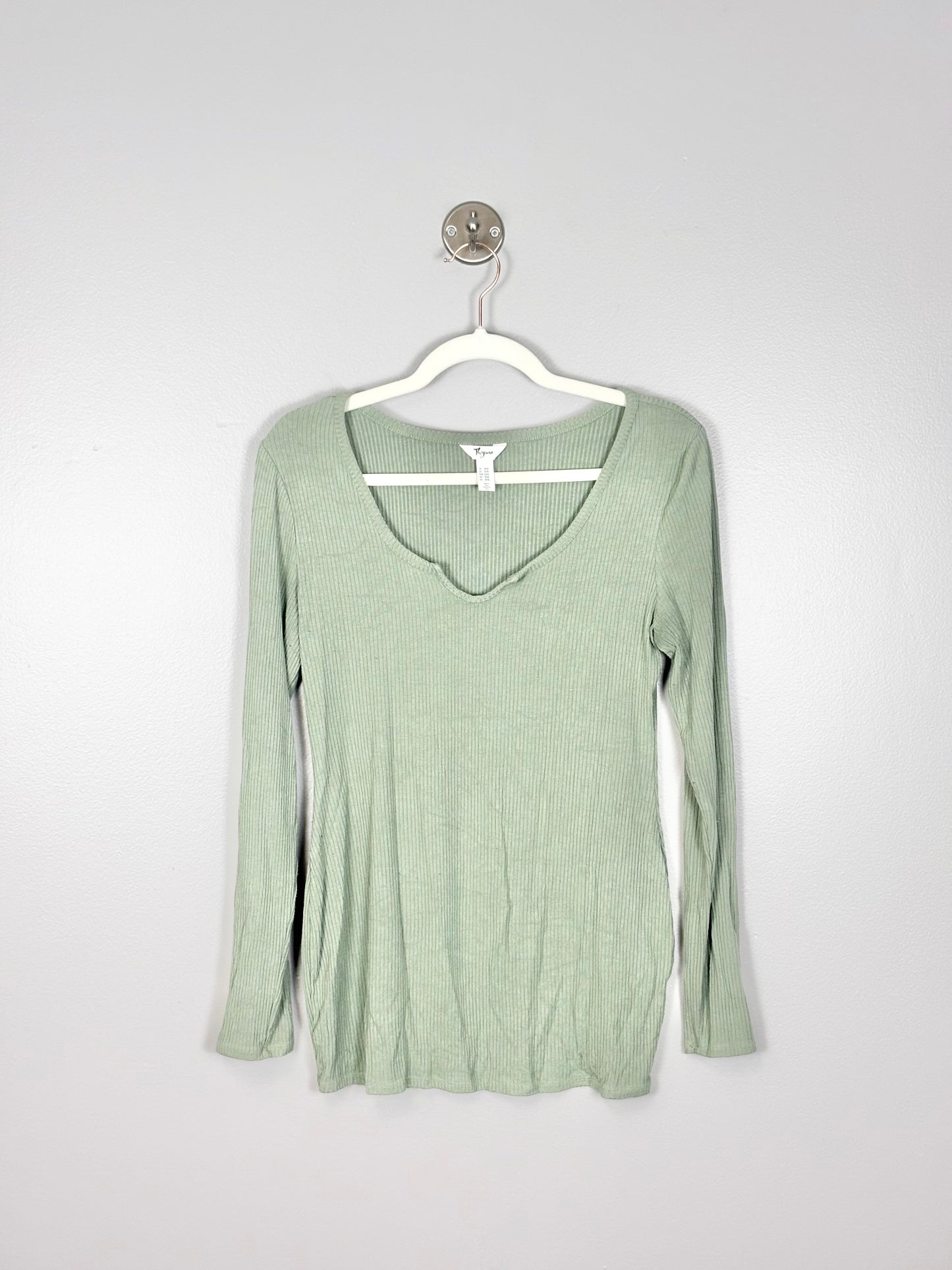 M - Thyme Sage Green Ribbed Shirt