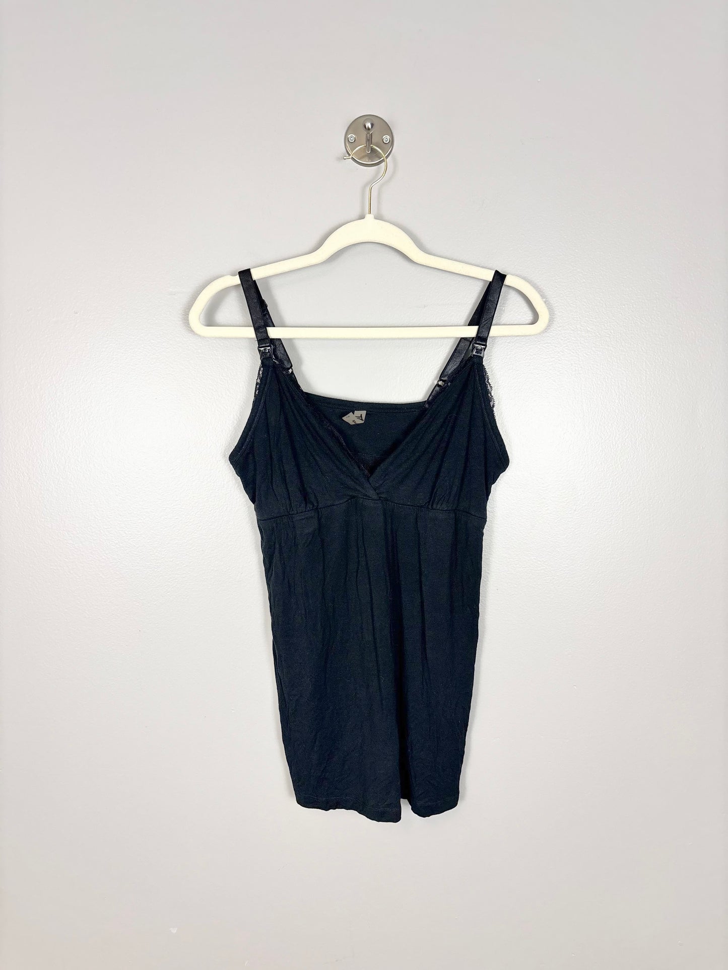 L - Thyme Black Lace-Detail Nursing Tank