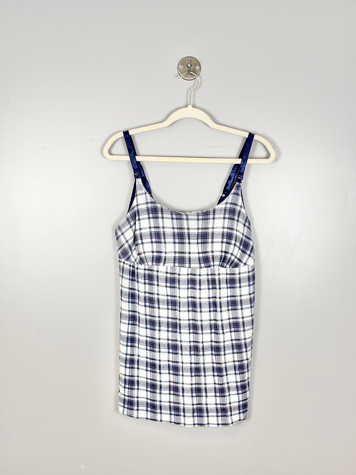 S - Thyme Blue Plaid Nursing Camisole