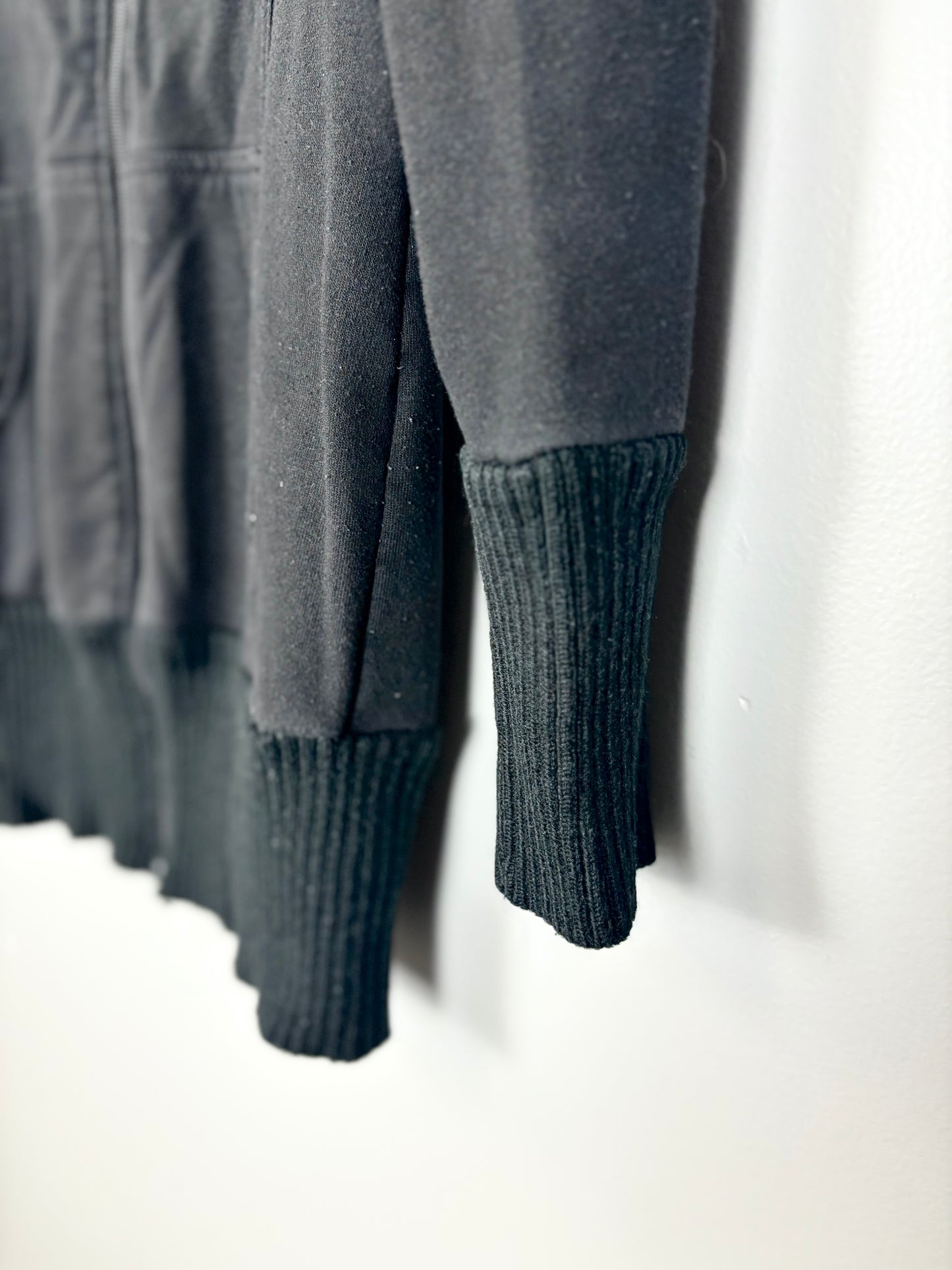 S - Thyme Black Zip-Up Black Sweater