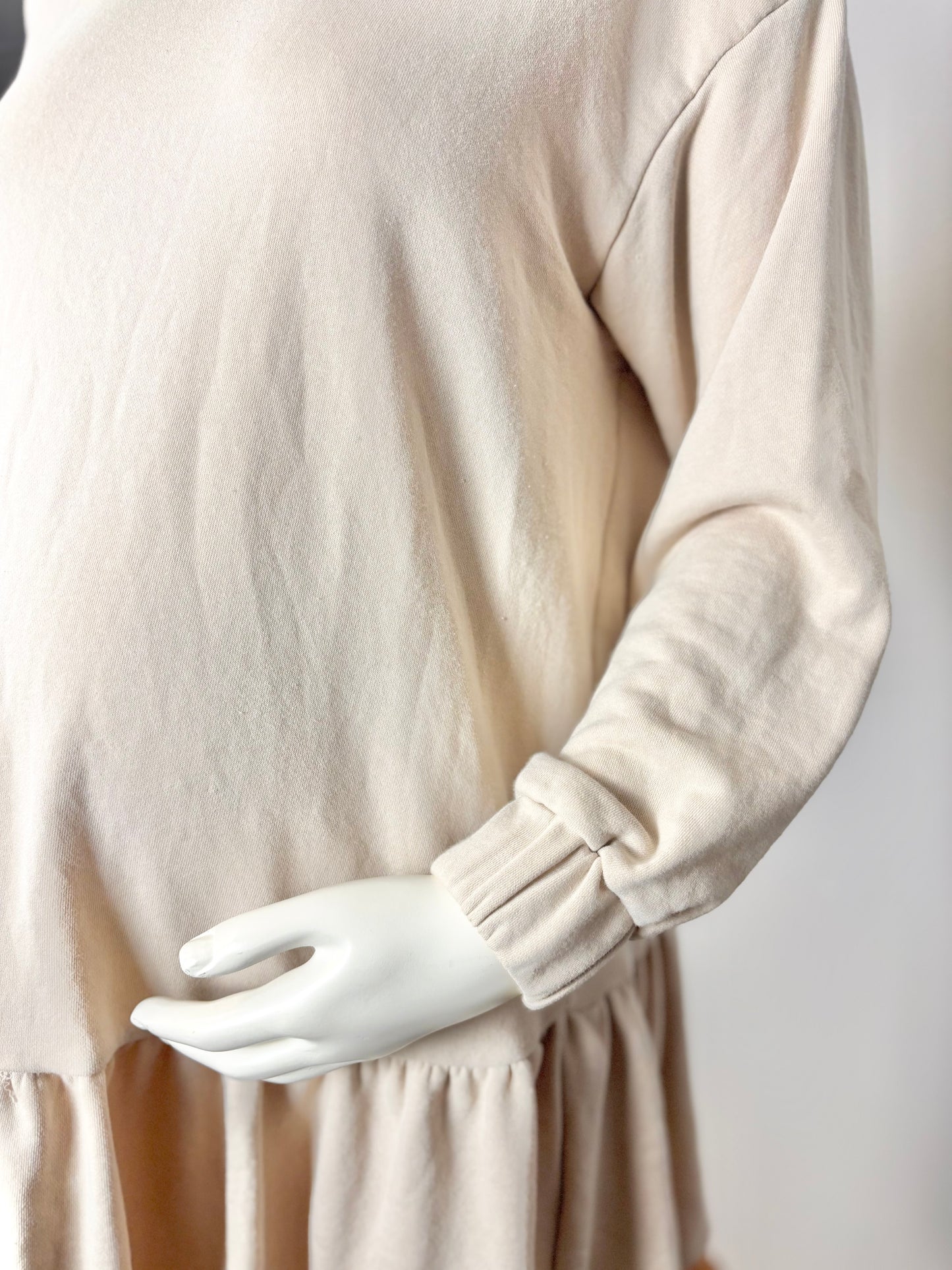 M - H & M Mama Cream Ruffle-Hem Sweatshirt Dress