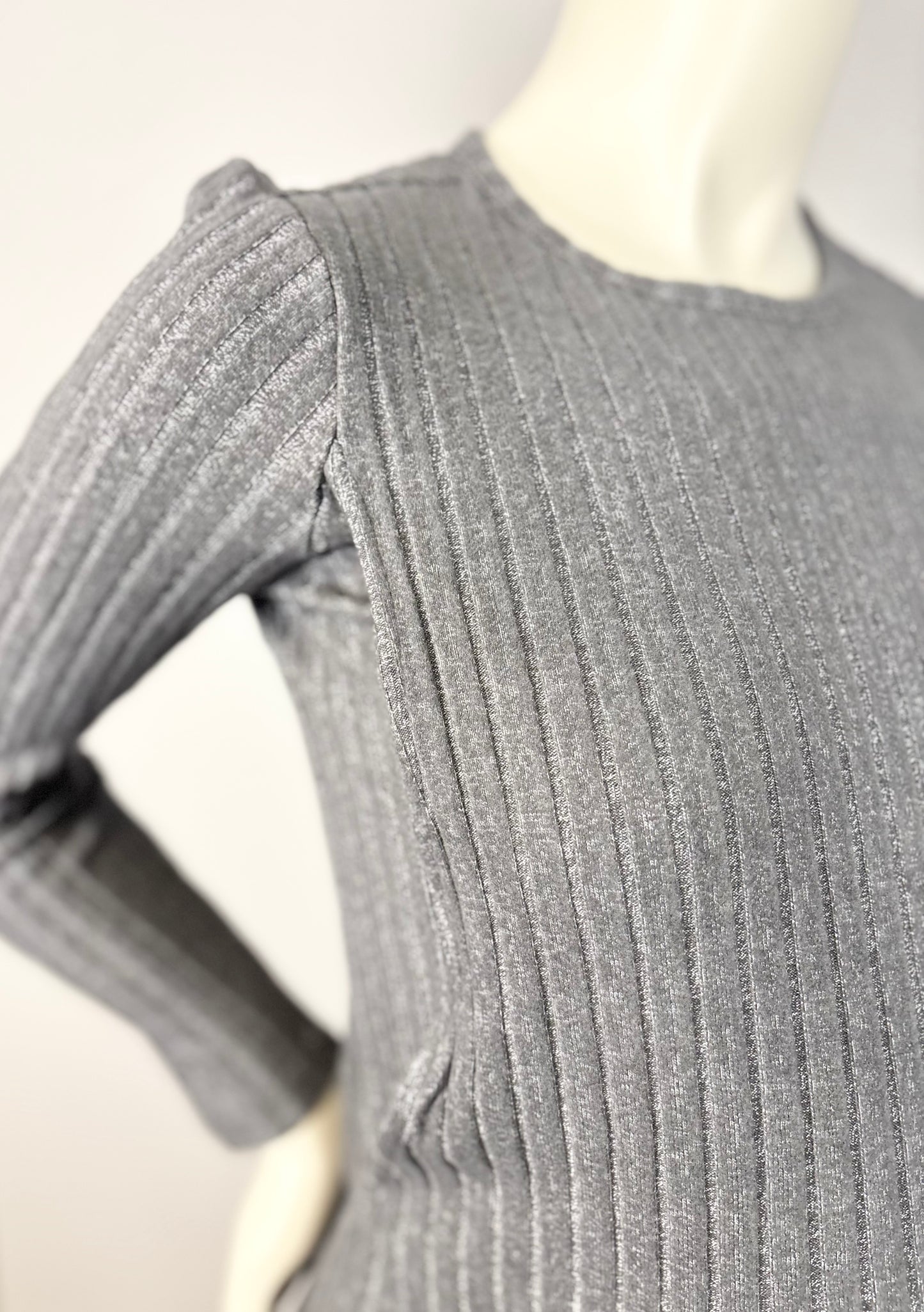 M - Old Navy Soft Ribbed Silver Nursing Dress
