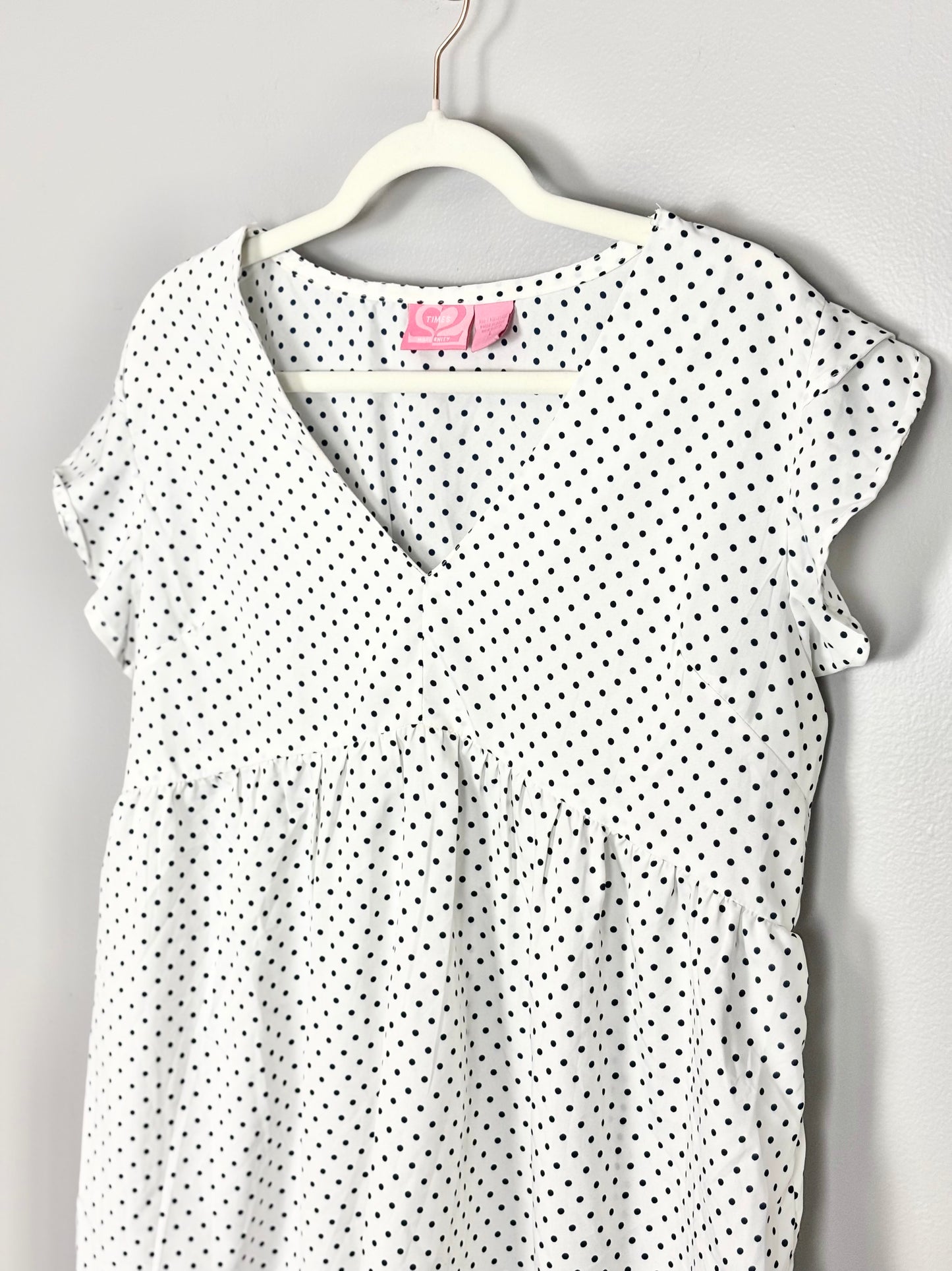 L - Times Two Polka Dot Flutter Blouse