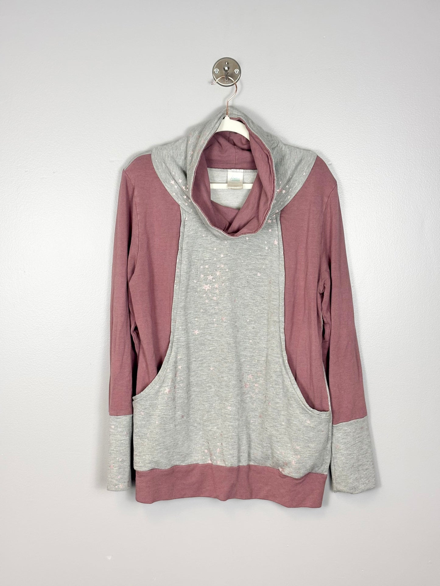 XL - Holler Creations Pink Stars Cowl-Neck Nursing Sweatshirt