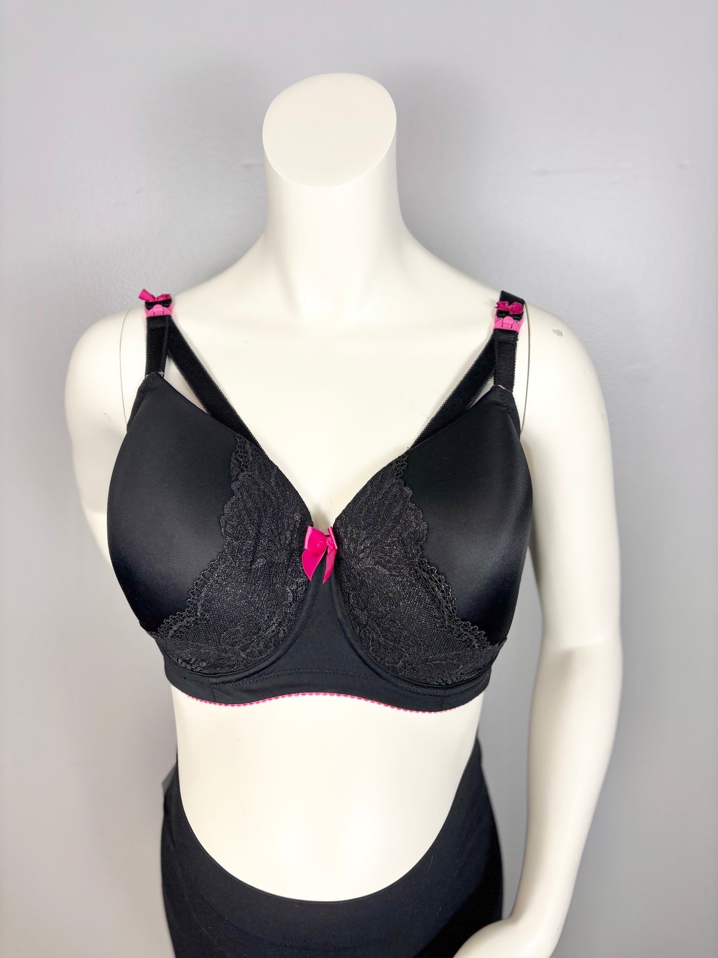 Size 38I/XXL - You! Lingerie Black Satin Bra