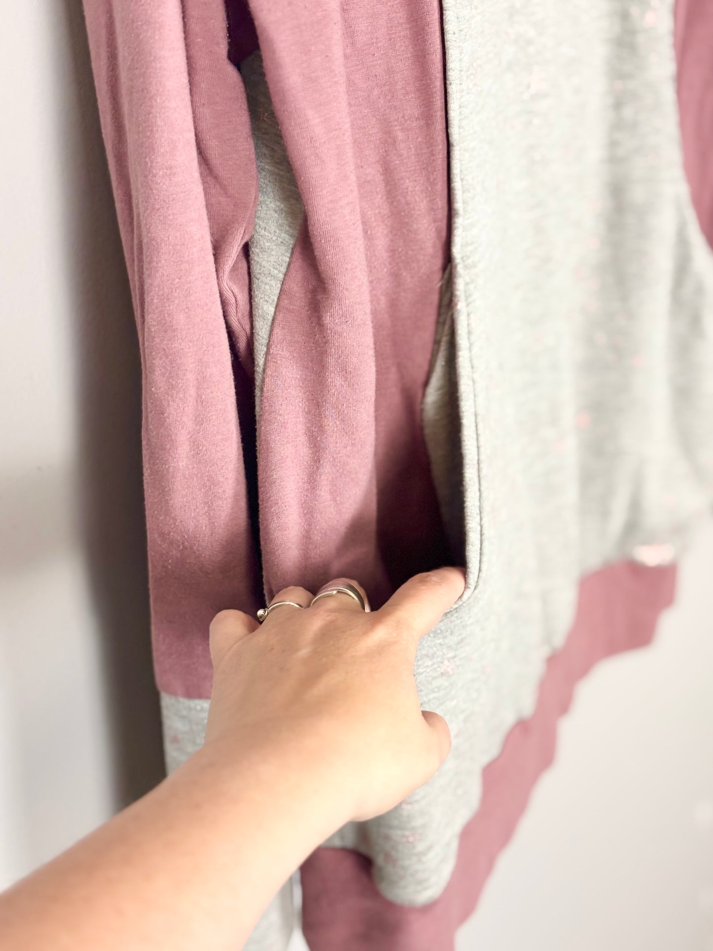 XL - Holler Creations Pink Stars Cowl-Neck Nursing Sweatshirt