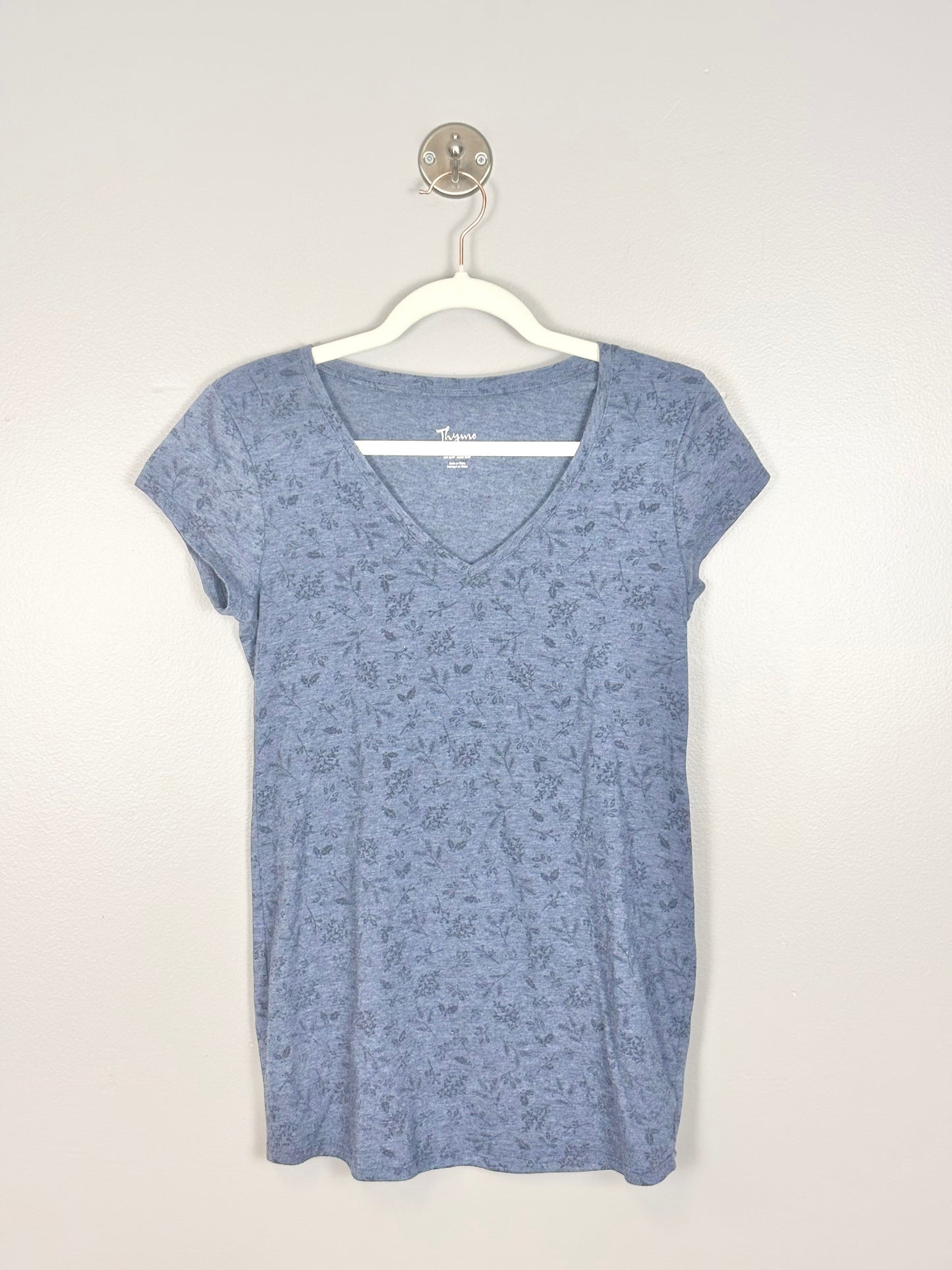 XS - Thyme Dusty Blue Tiny Florals Tee