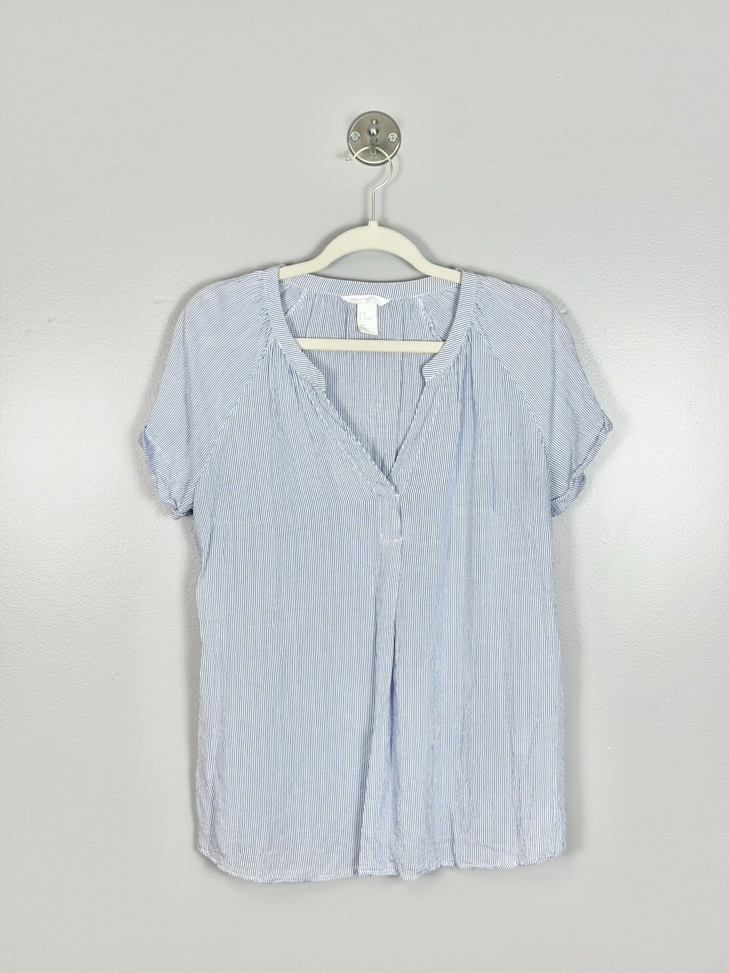 M - Thyme Blue & White Striped Blouse