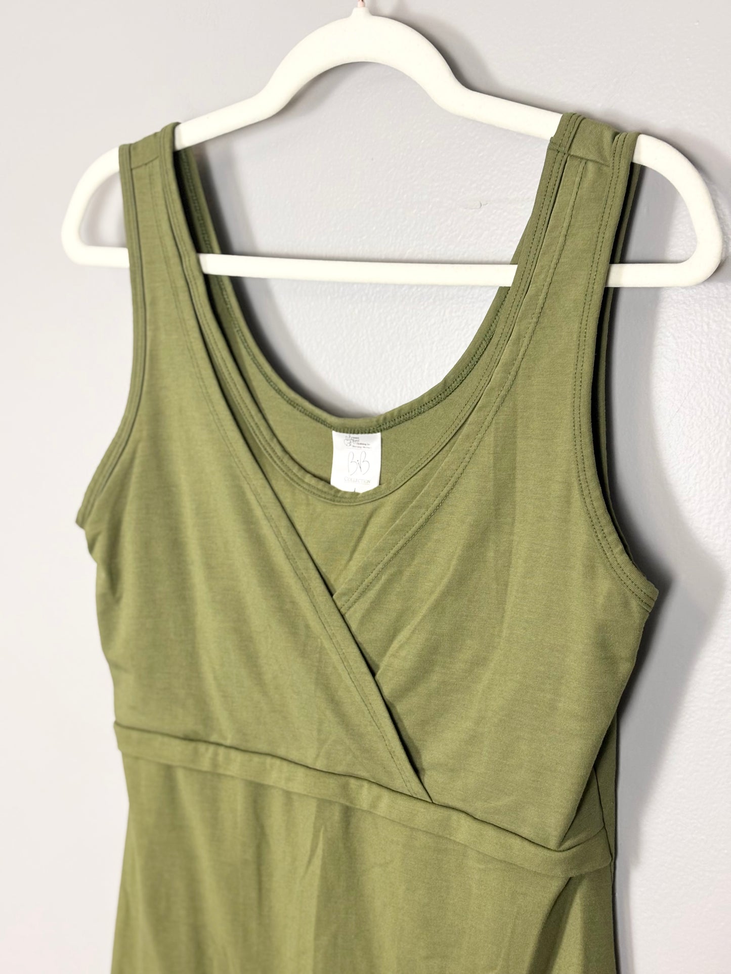 L - BB Collection Green Maternity-to-Nursing Tank