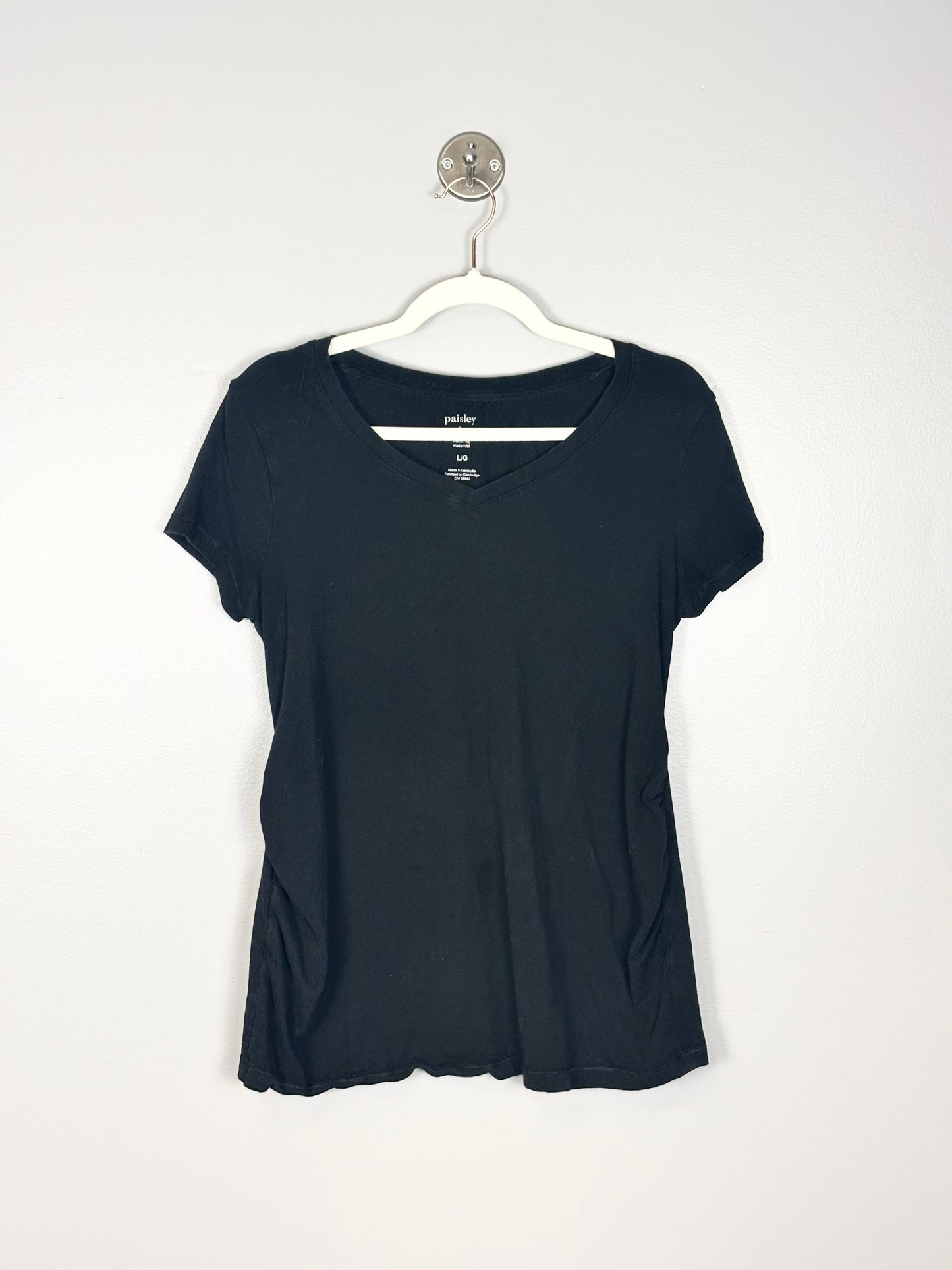 L - Paisley Sky Black Fitted Tee