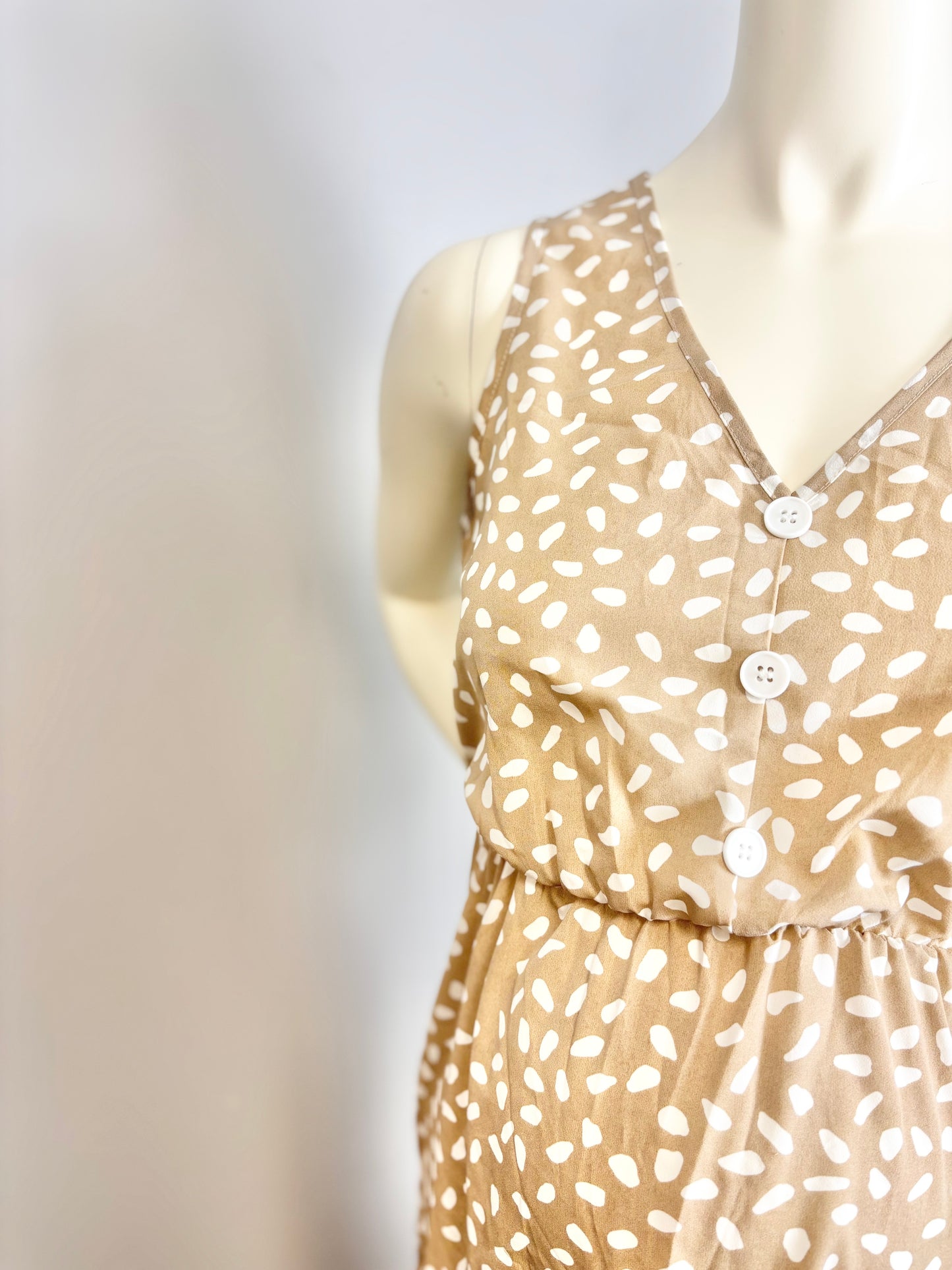 S - SHEIN Tan Abstract Dots Dress