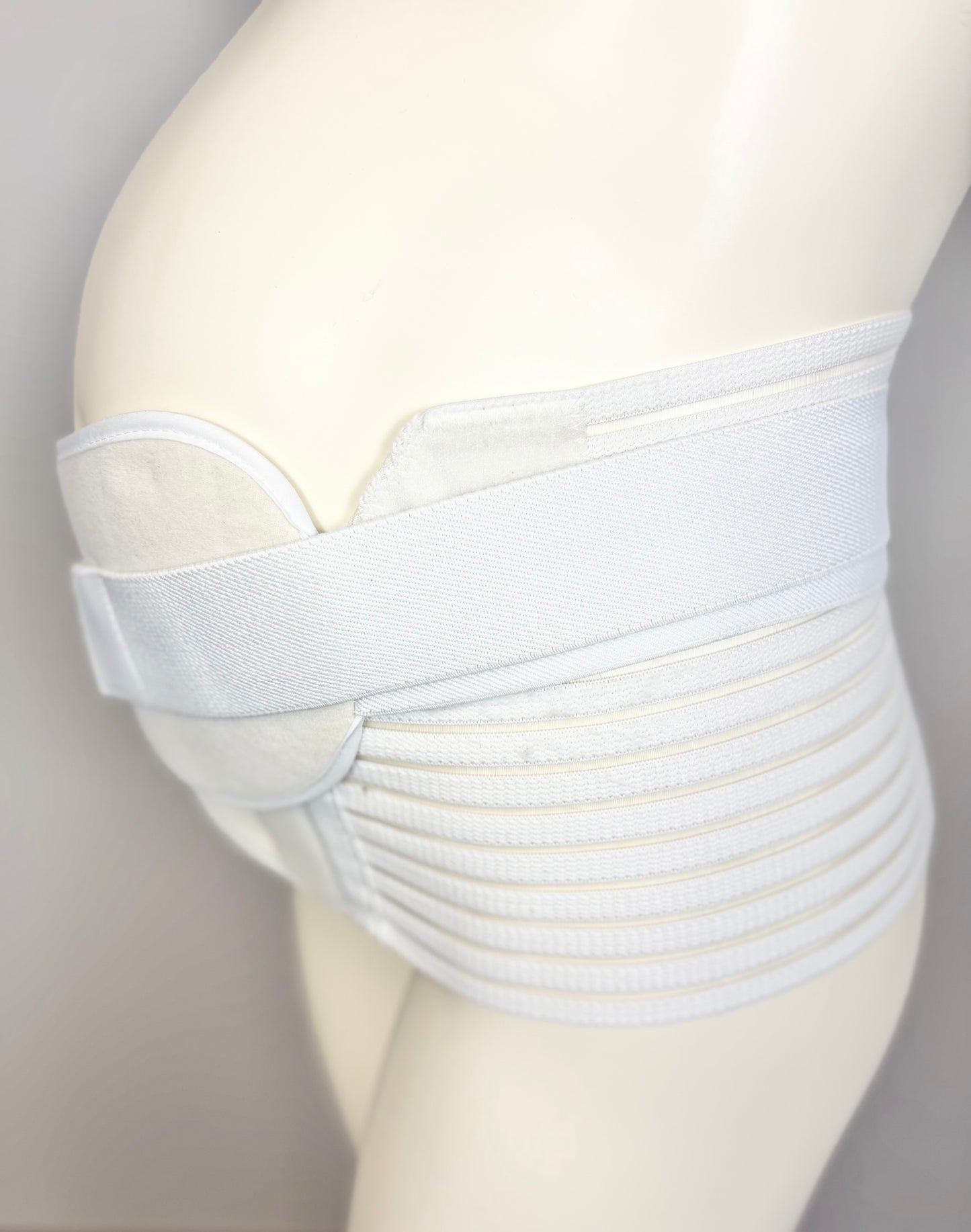 M - White Belly Support Band w/Extension Strap
