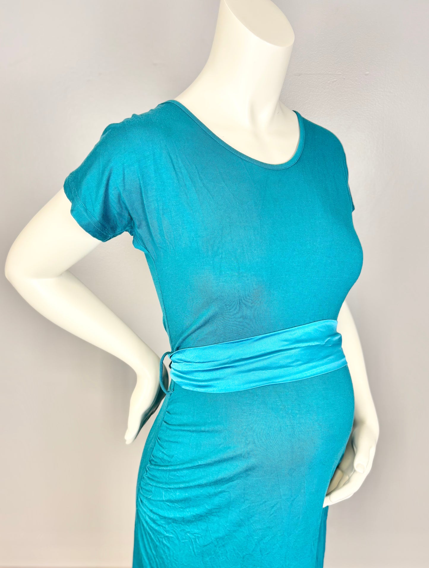 S - Modern Mommy Teal Dress