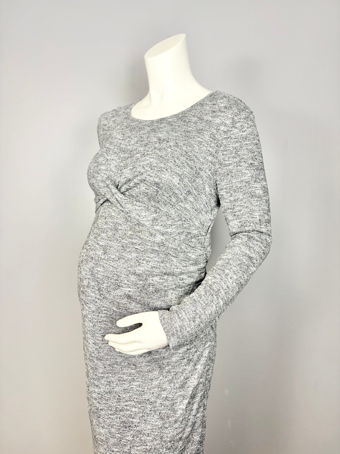 L - Paisley Sky Variegated Grey Sweater Dress
