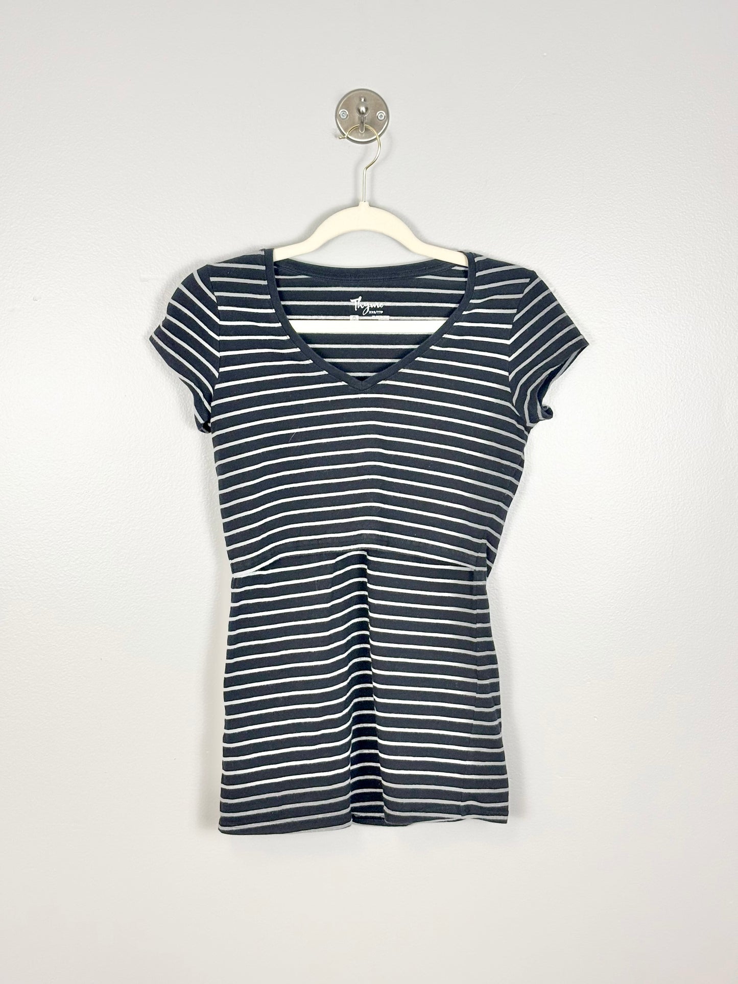 XXS - Thyme Grey & Black Stripe Nursing Top