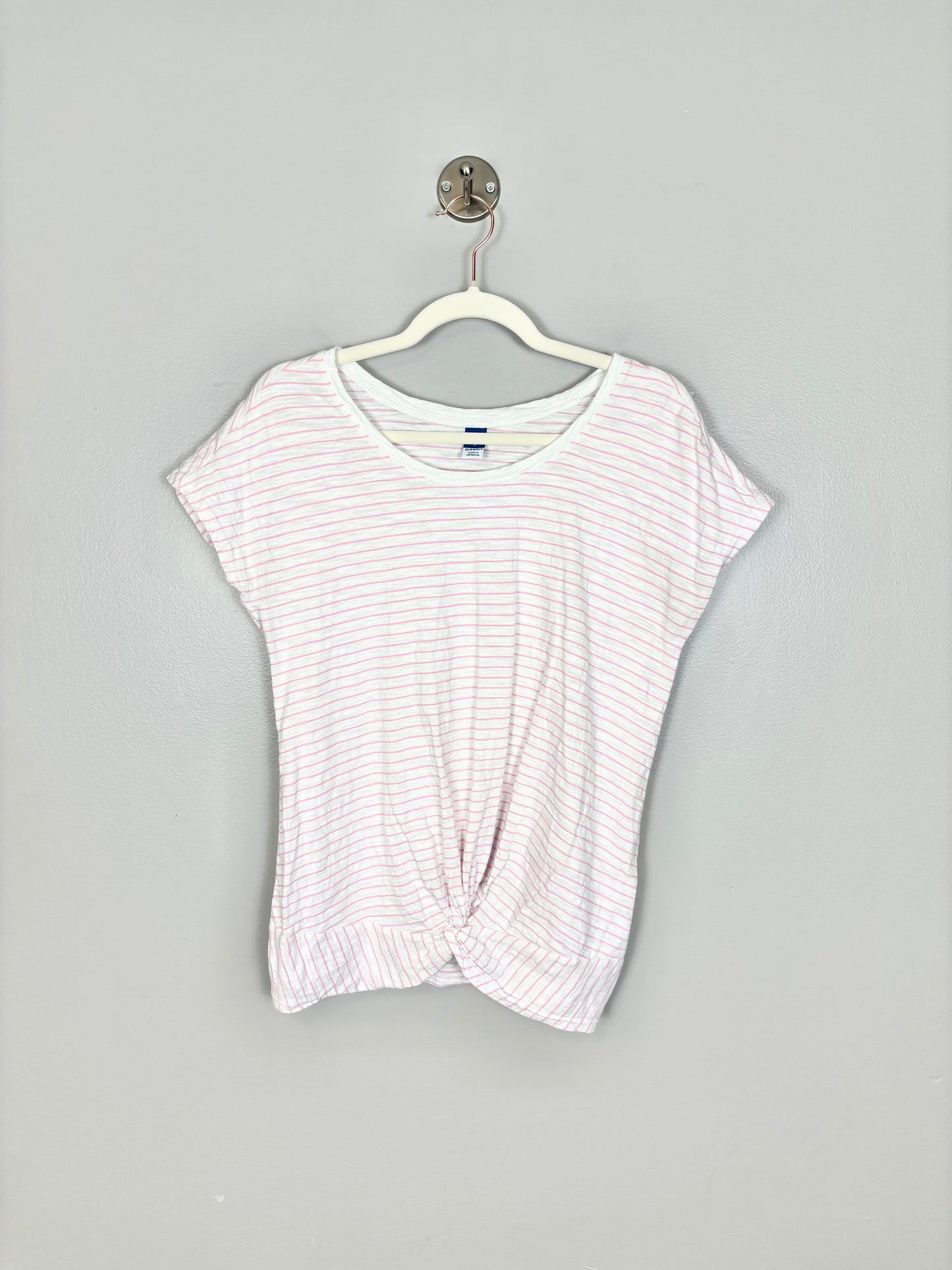 S - Old Navy White & Pink Striped Shirt