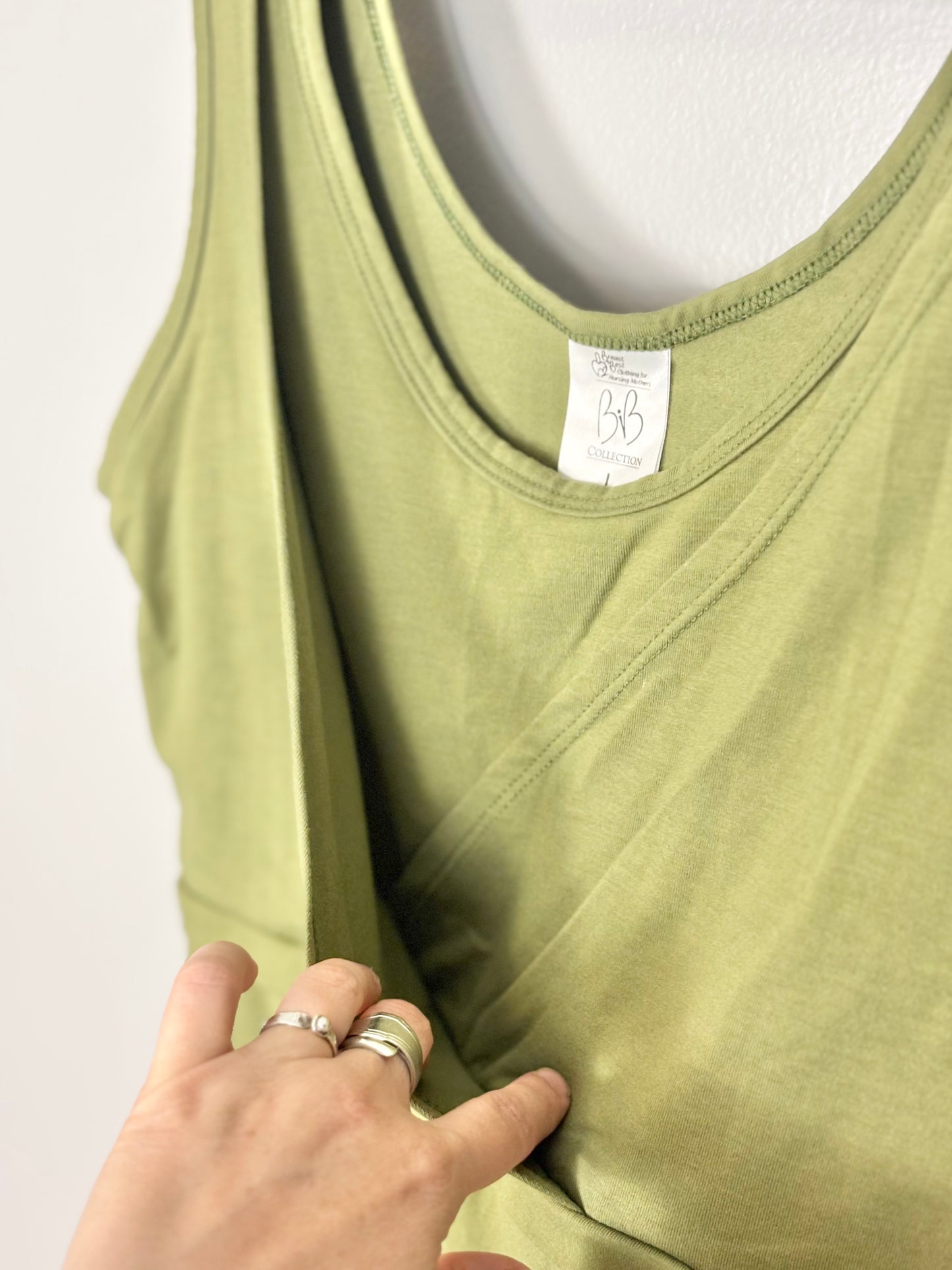 L - BB Collection Green Maternity-to-Nursing Tank
