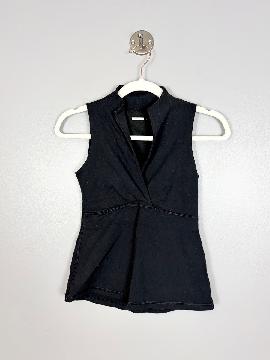 XS - Lulu Black Sleeveless Collared Tank
