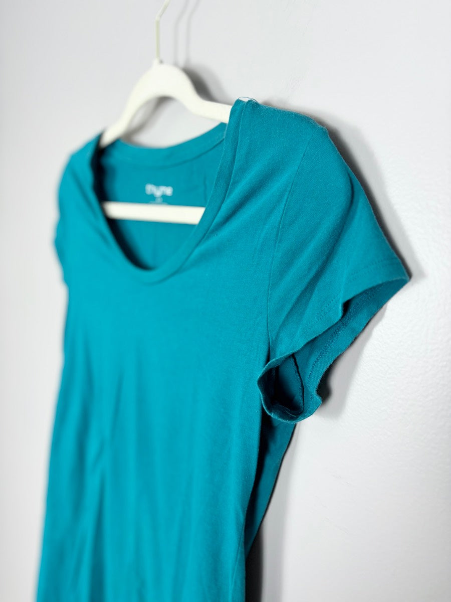 S - Thyme Teal V-neck Tee