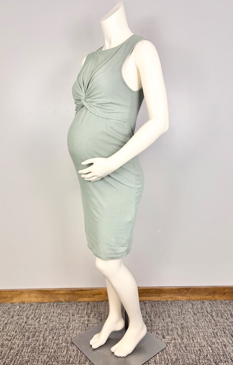 L - Shein Sage Twist Front Sleeveless Dress