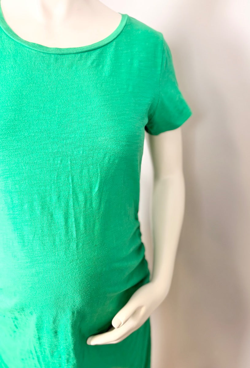 L - Old Navy Kelly Green Ruched Side Midi Dress