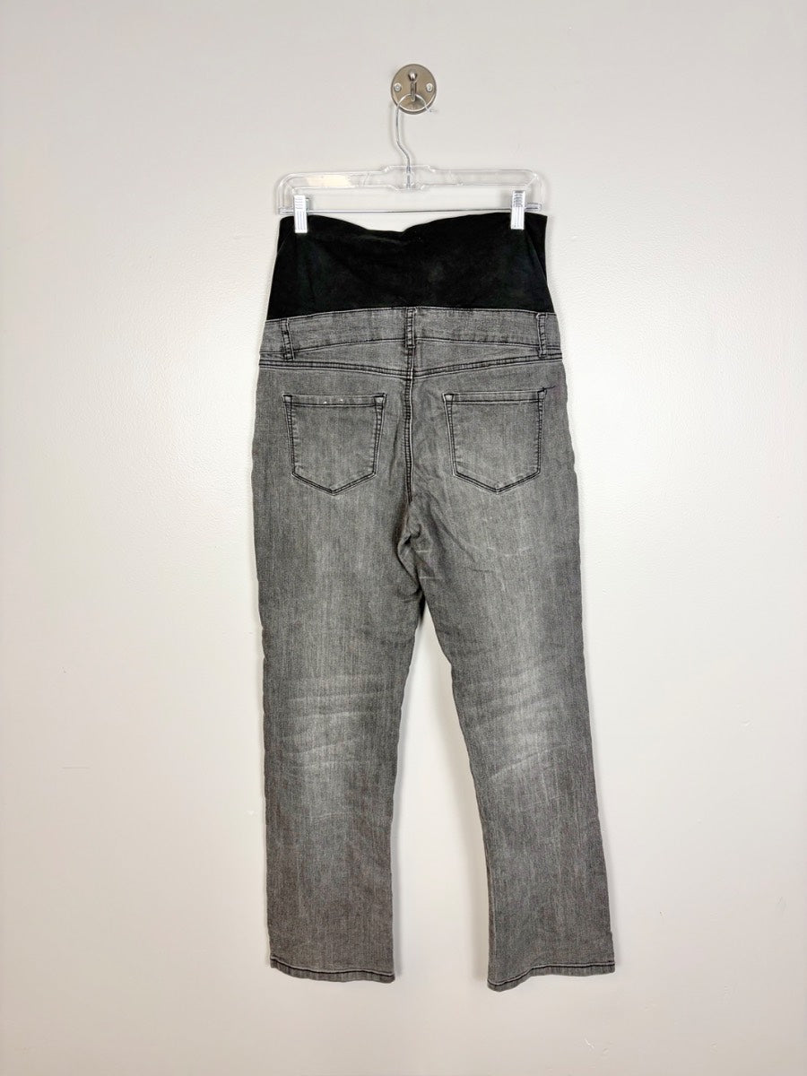 M - Thyme Grey Distressed Straight Jeans