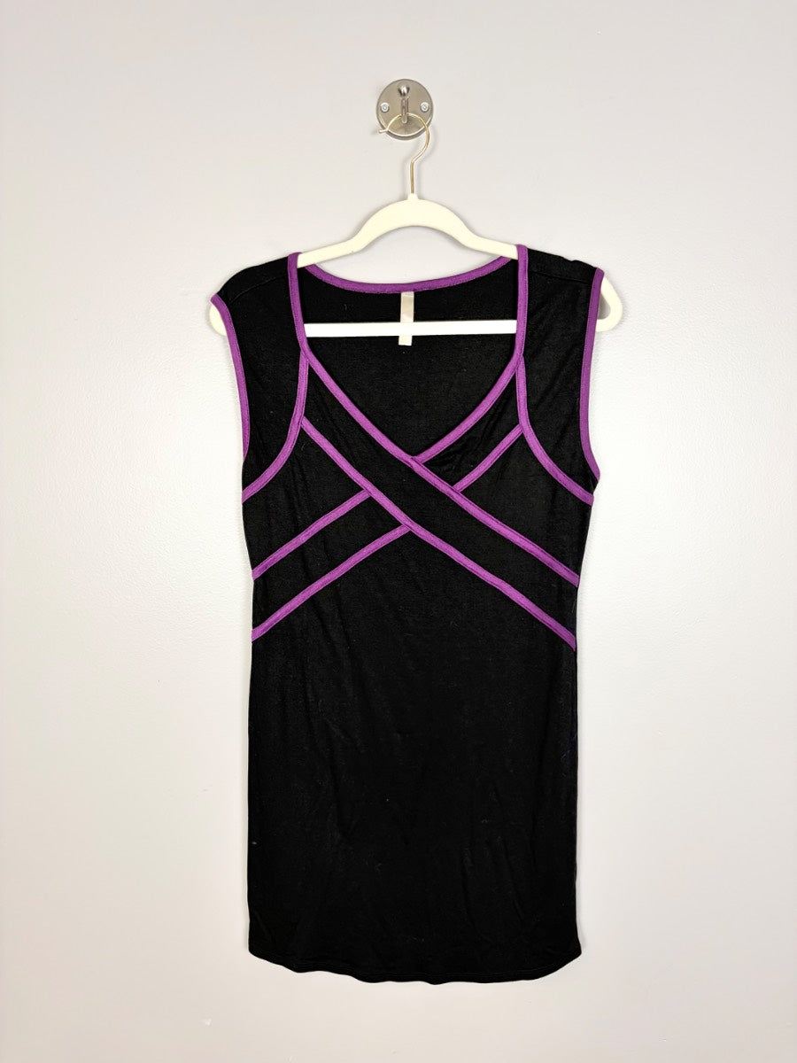 L - Thyme Black & Purple Trim Shirt
