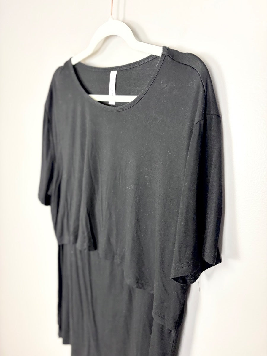 XL - Sosolism Black Layered Nursing Shirt