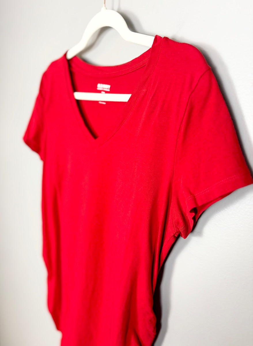 L - Old Navy Cherry Red V-neck Tee