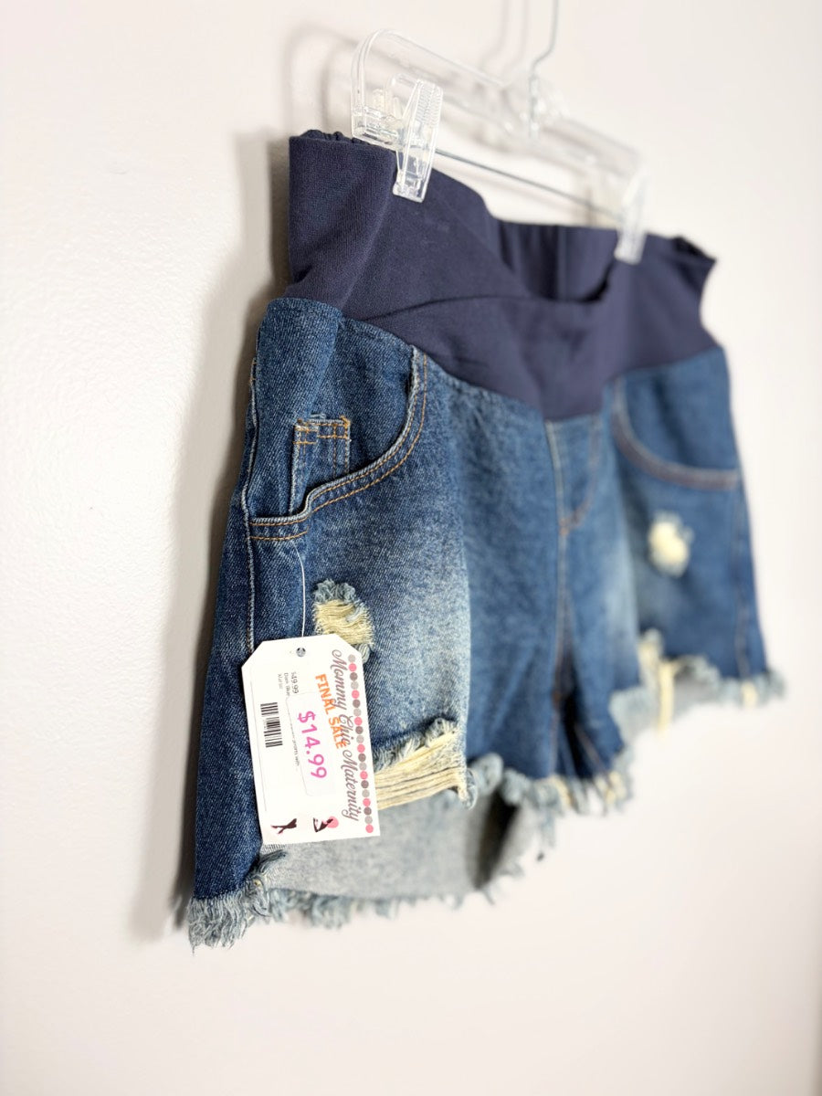 XL - Mommy Chic Distressed Denim Shorts