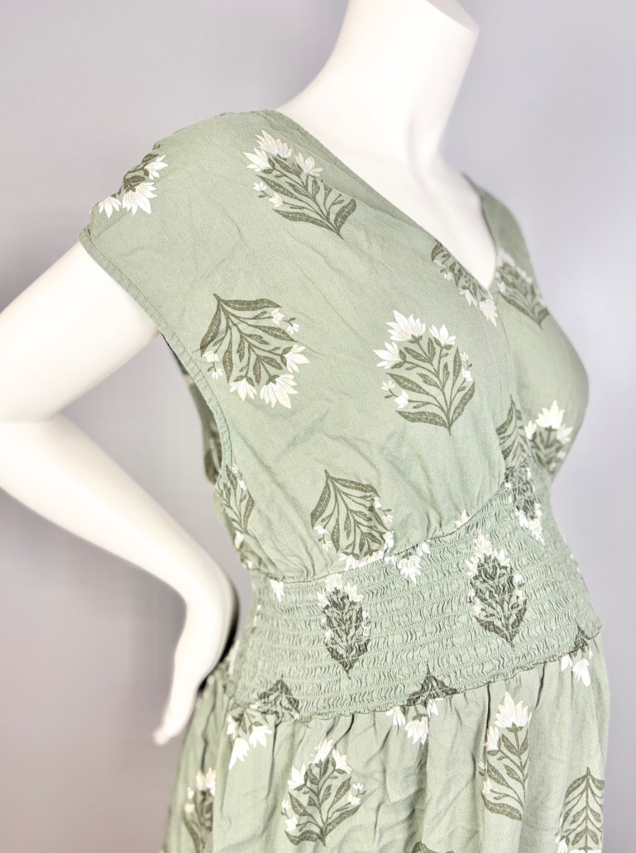 XXL - Old Navy Green Floral Midi Dress