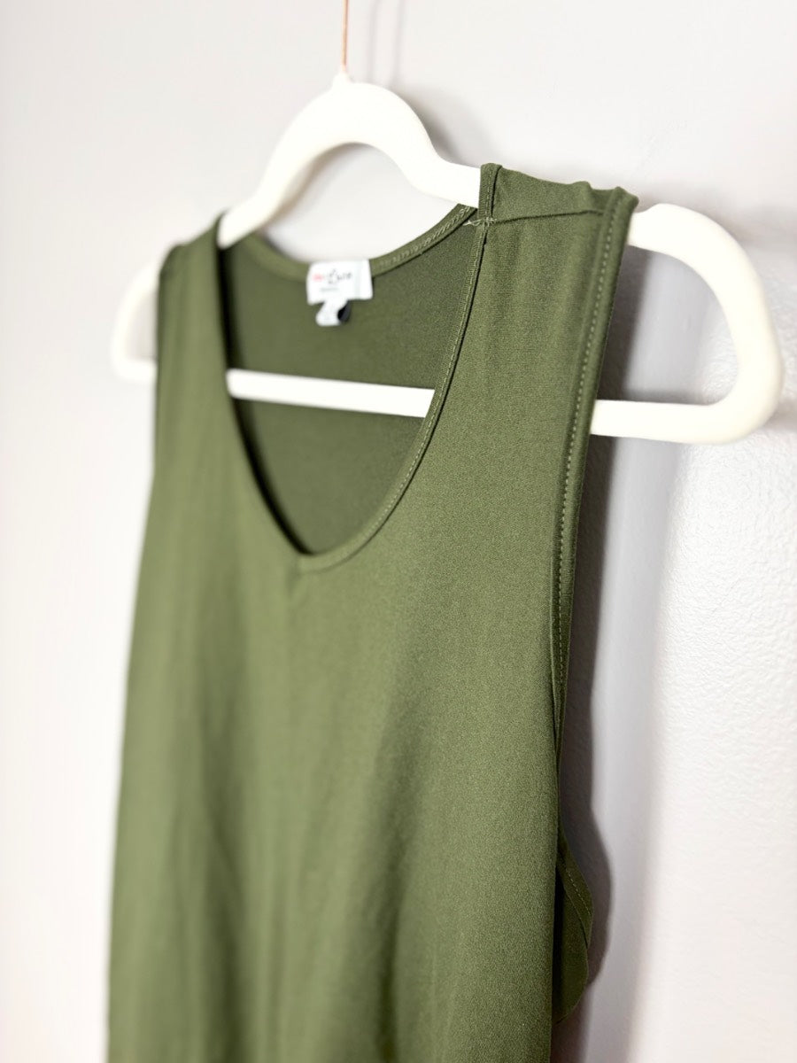 XL - Ruby & Lace Olive V-neck Tank