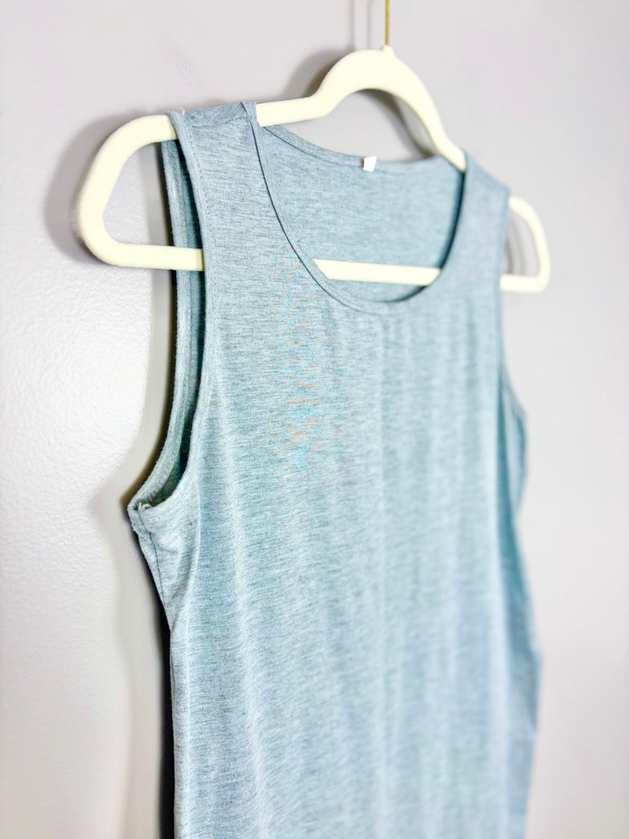 M - Grey Sky Sleeveless Tank Dress