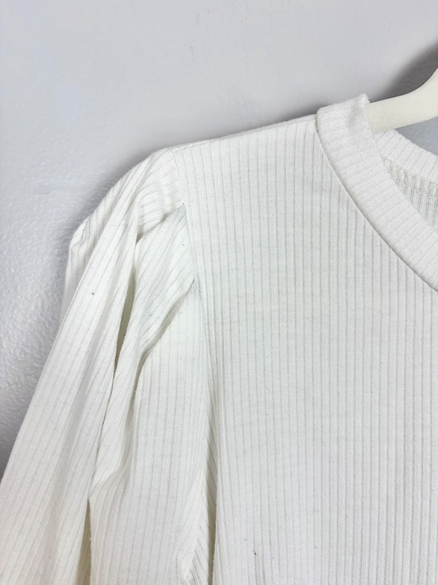 L - Hello Miz Ribbed Puff Sleeve Top