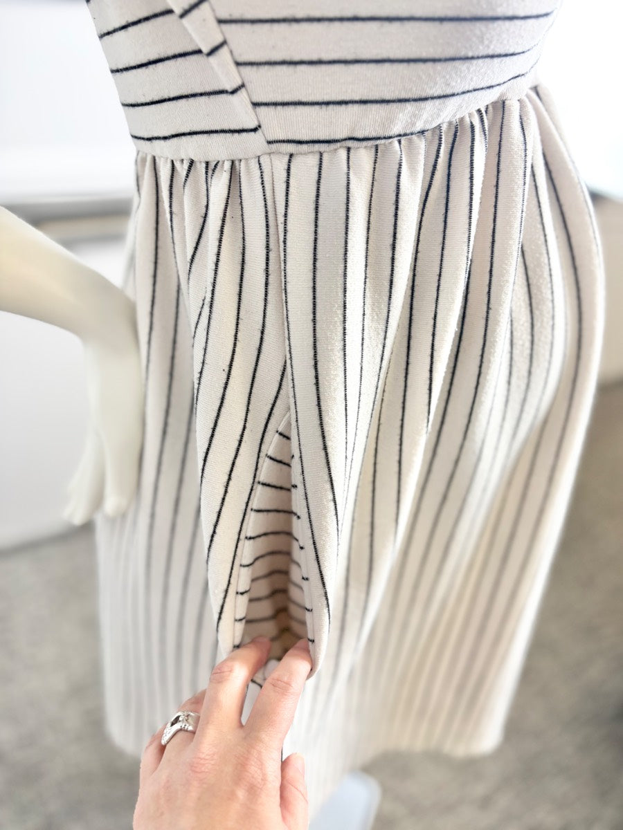 M - Hello Miz Cream Striped Babydoll Dress